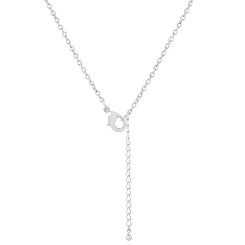 chunky silver necklace for men -Clear Pave Halo Pendant Rhodium Finish - 17 Mm L X 17 Mm W X 6 Mm H