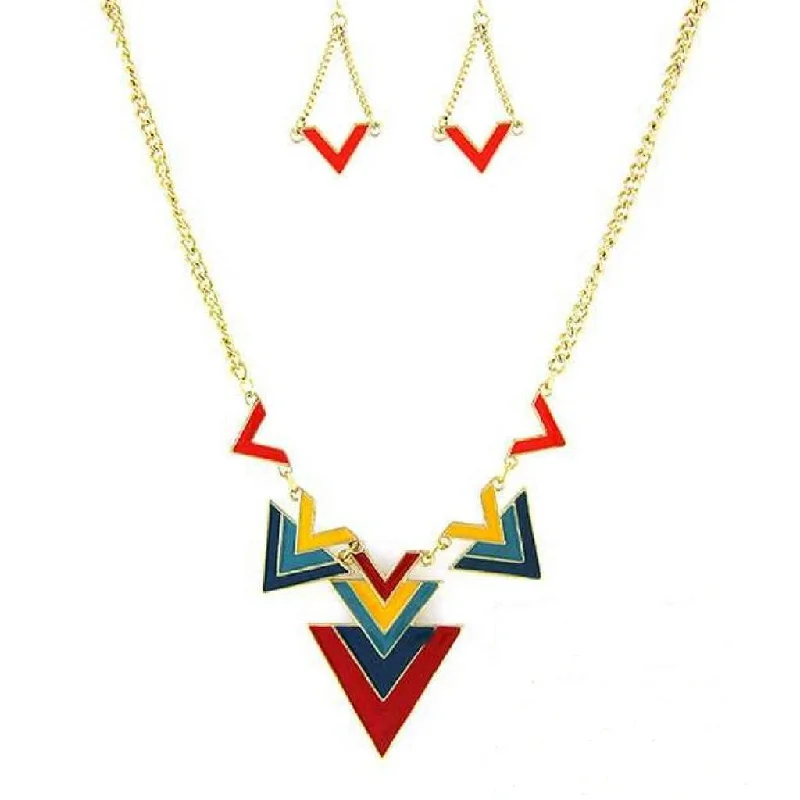 custom engraved necklace for women -Colorful Geometric Triangle Necklace