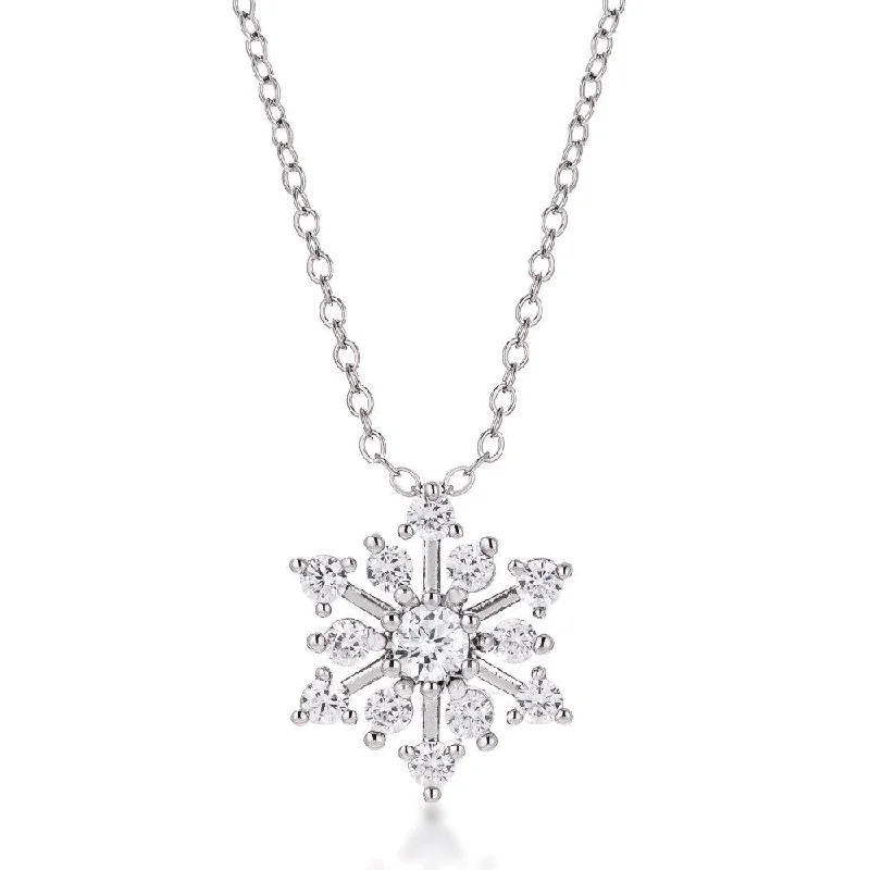 simple necklace for special occasions -Contemporary Cubic Zirconia Snowflake Necklace