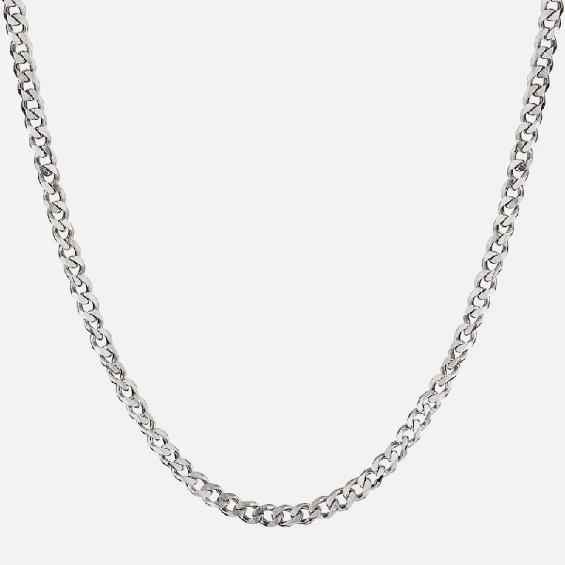 heart shaped necklace for girls -cuban silver chain - 3 mm