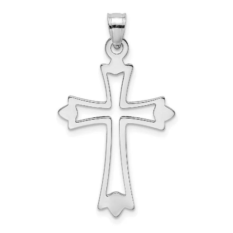 pendant necklace for layering -Curata 10k Yellow or White Gold 18" Textured Budded Crucifix Cross Necklace (17mm x 31.4mm)