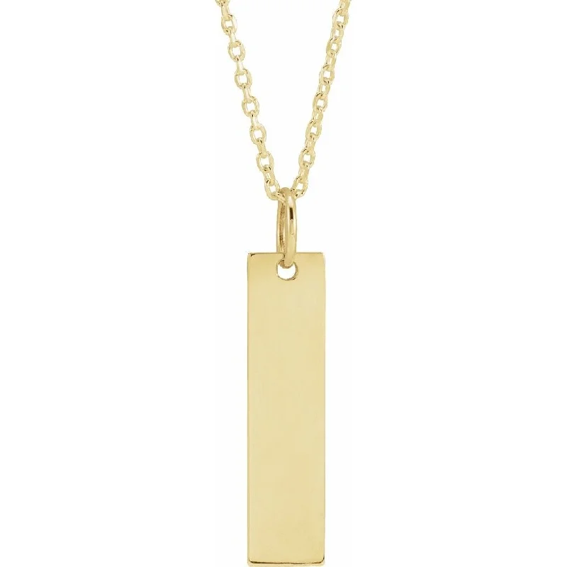 birthstone necklace for women -Curata 14k Yellow or White Gold Polished Vertical Bar 16-18" Necklace 20x5mm