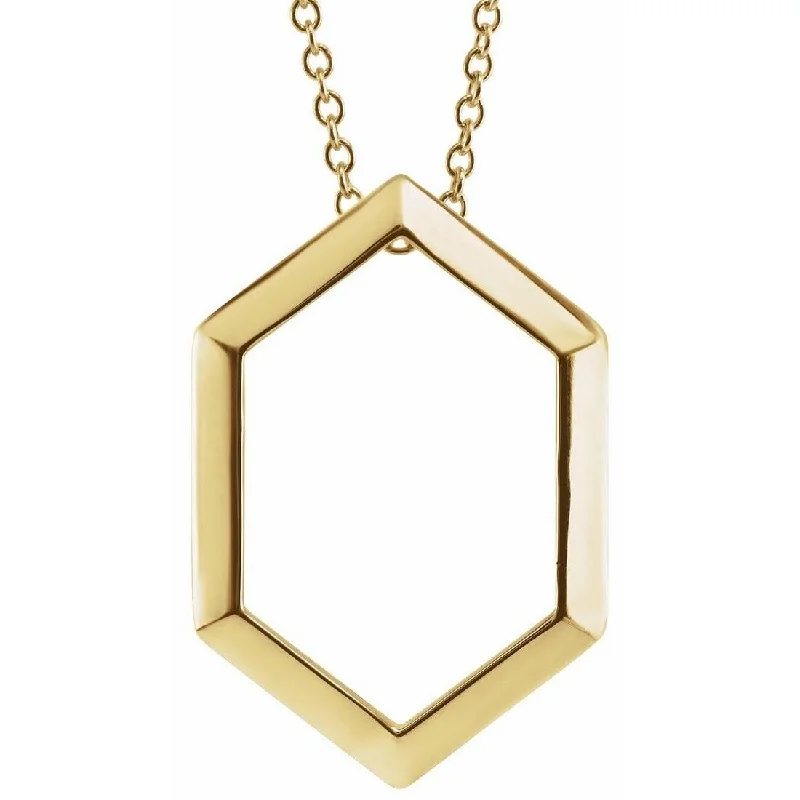 crystal pendant necklace -Curata 14k Yellow, White or Rose Gold 21.68x14.55mm Polished Geometric 18" Necklace