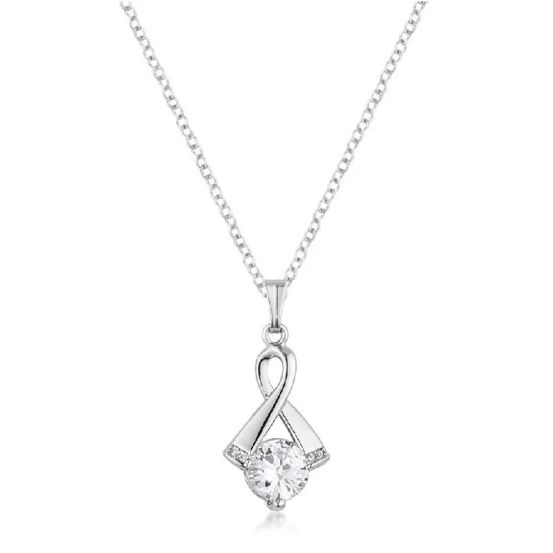 diamond pendant necklace -CZ Silver Twisted Pendant Necklace