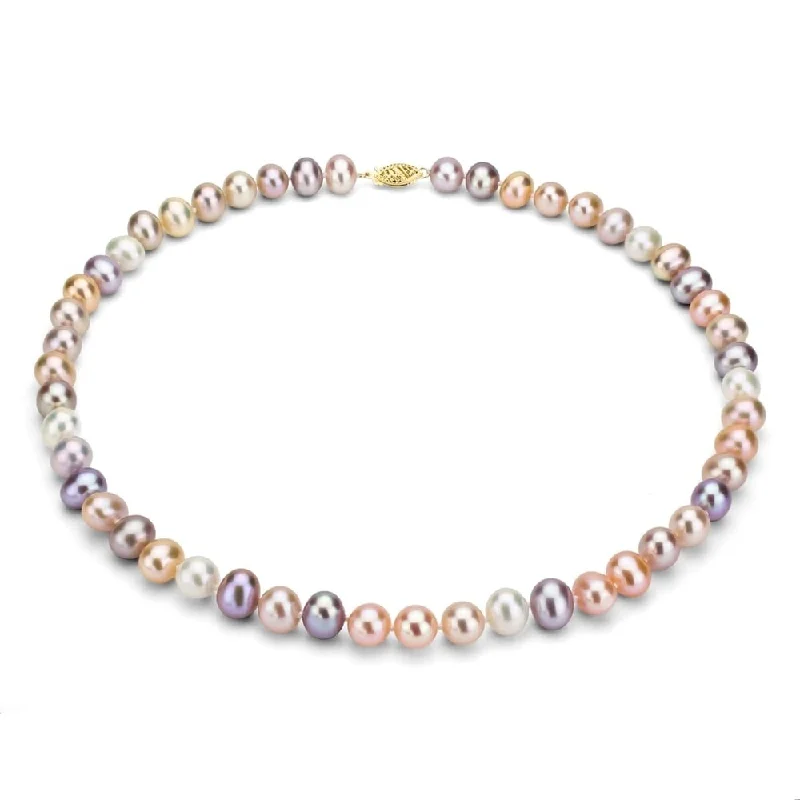 minimalist diamond necklace -DaVonna 14k 9-10mm Multi Pink Freshwater Pearl Necklace, 36-inch