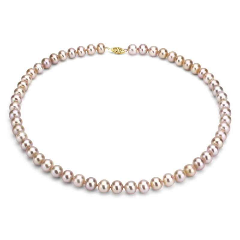 heart shaped necklace for girls -DaVonna 14k Gold Pink FW Pearl 20-inch Necklace (6.5-7 mm)