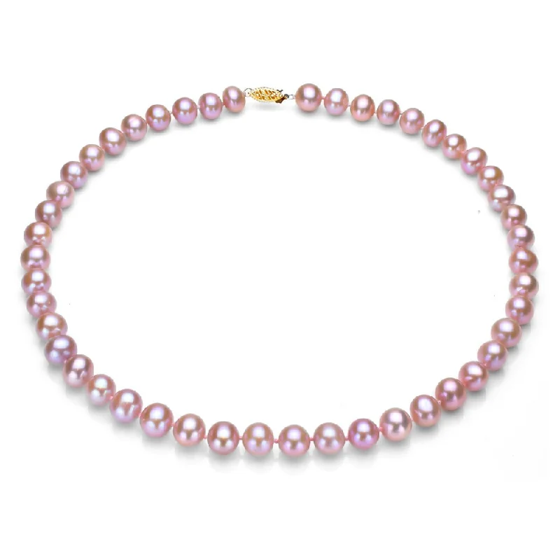 crystal pendant necklace -DaVonna 14k Gold Pink FW Pearl 24-inch Necklace (9-10 mm)