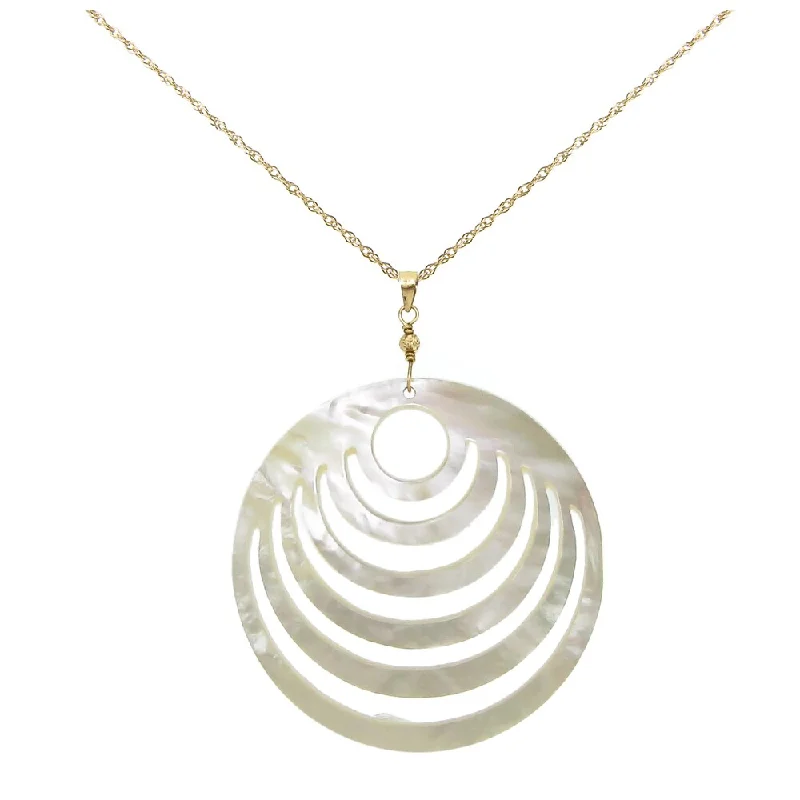 simple gold necklace for men -DaVonna 14K Yellow Gold Rope Chains and Bead with 50mm Mother of Pearl Pendant.