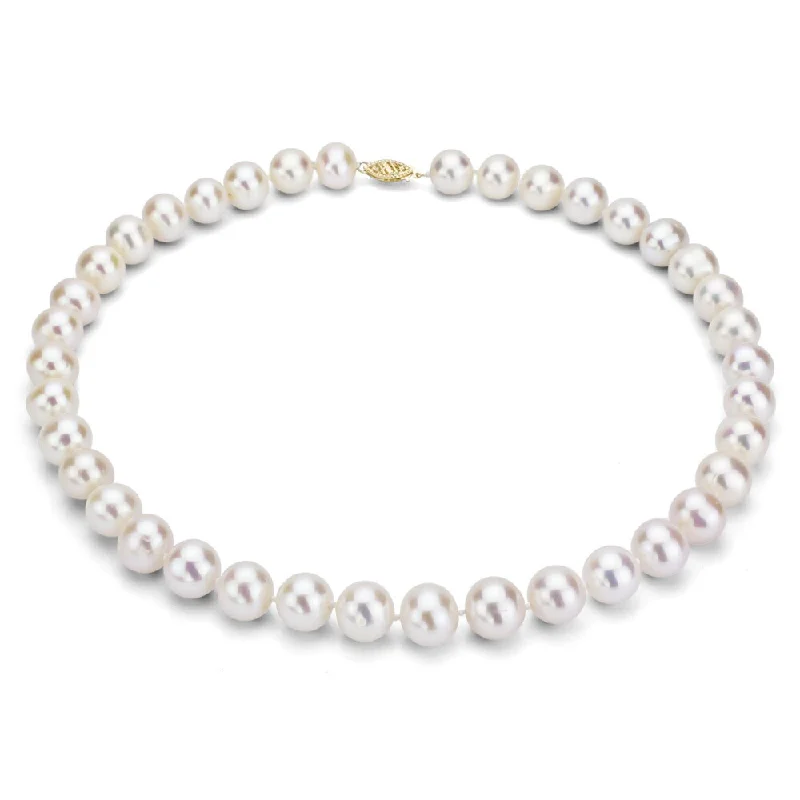 thick chain necklace for men -DaVonna 14K Yellow Gold White Freshwater Cultured Pearl Strand Necklace (16-36 inches)