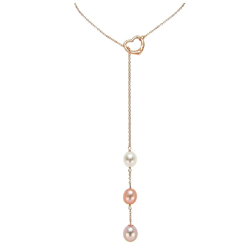 oval pendant necklace for women -DaVonna Rose Gold Plated Sterling Silver 8-8.5mm Freshwater Pearl Chain Necklace, 22"