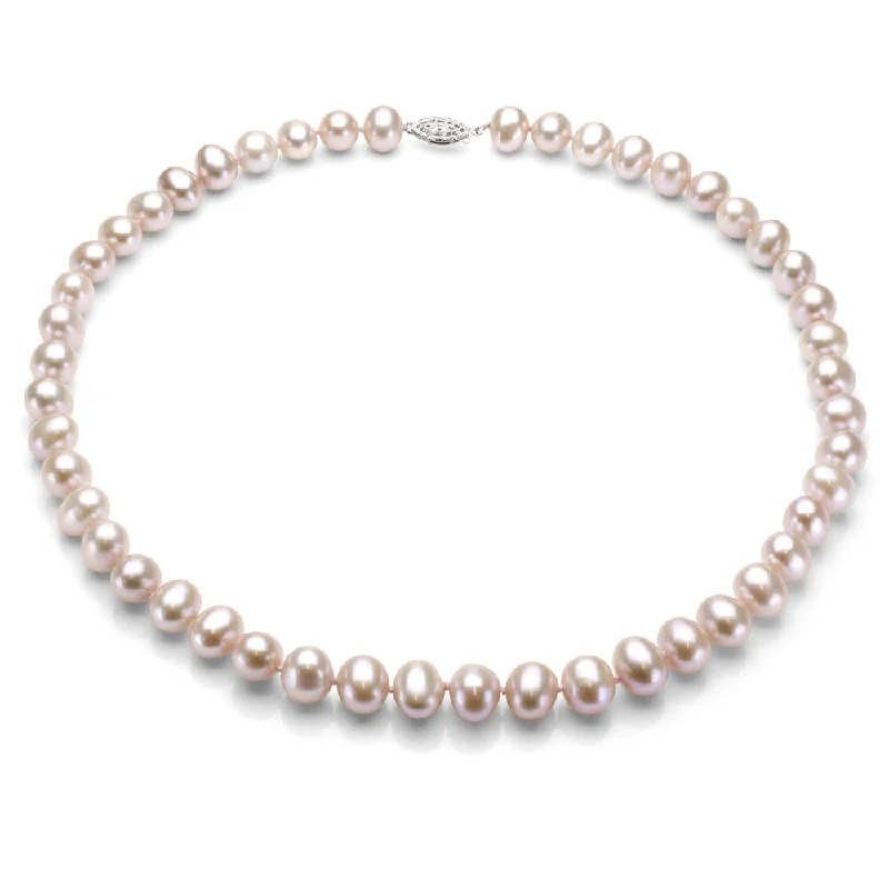 crystal necklace for weddings -DaVonna Silver Pink FW Pearl 16-inch Necklace (7.5-8 mm)