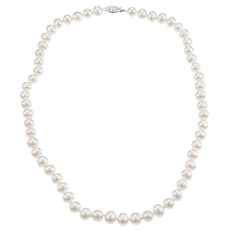 birthstone necklace for birthday gifts -DaVonna Sterling Silver 7-8mm White Freshwater Pearl Necklace