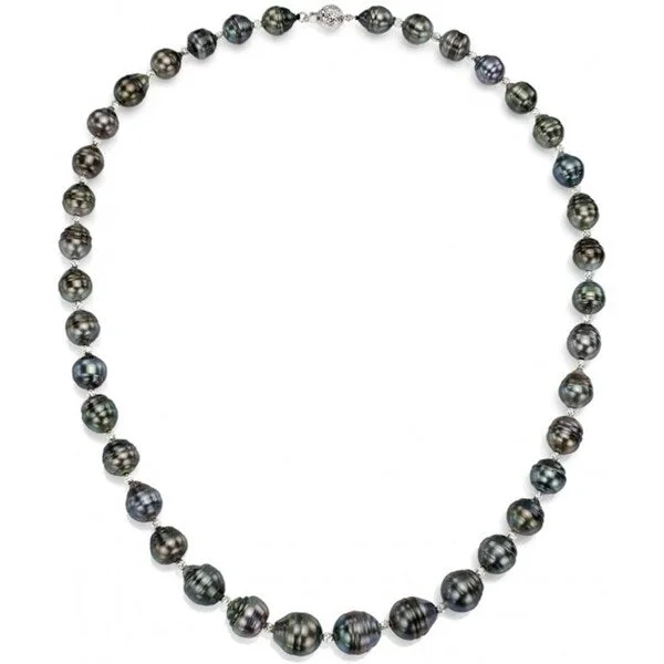 elegant gold necklace for special occasions -DaVonna Sterling Silver 8-10mmBlack Baroque Tahitian Pearl and Beads Necklace 21"