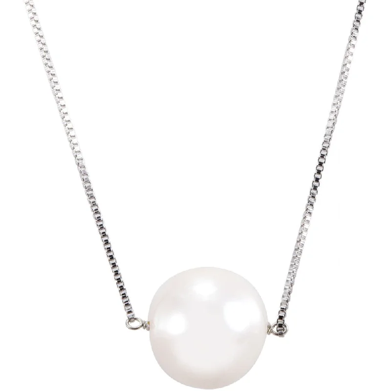 colorful stone necklace for girls -DaVonna Sterling Silver White Freshwater Pearl Chain Necklace (11-12 mm)