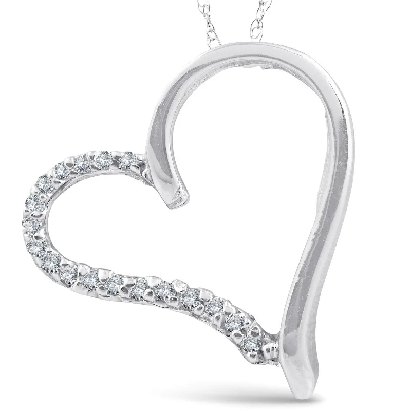 moonstone necklace for women -Diamond Heart Shape Pendant Necklace White Gold