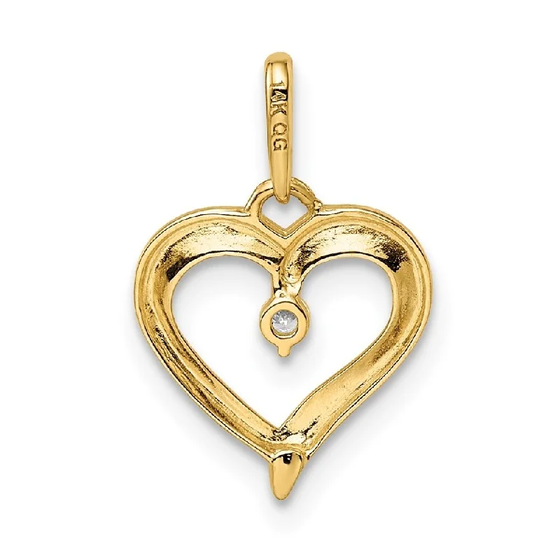 best necklace for layering -Diamond2Deal 14K Yellow Gold Cubic Zirconia Heart Pendant (L-17.65mm, W-11.7mm)