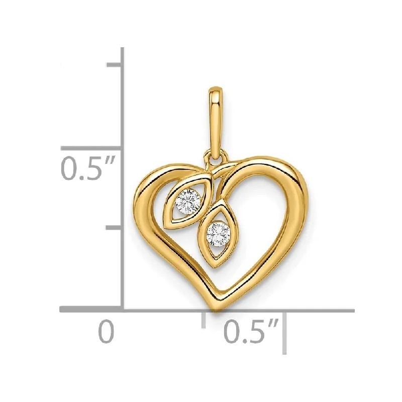 gemstone necklace for women -Diamond2Deal 14K Yellow Gold Cubic Zirconia Heart Pendant (L-18.3mm, W-14.15mm)