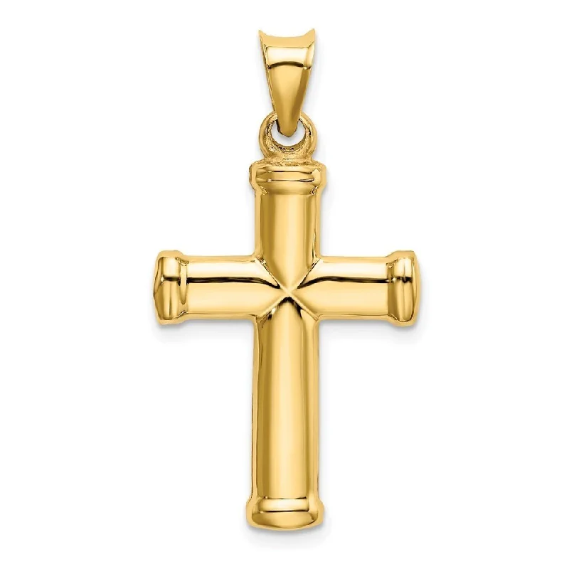 casual necklace for men -Diamond2Deal 14K Yellow Gold Polished Stamping Cross Charm Pendant (L- 32.21 mm, W- 18.42 mm)