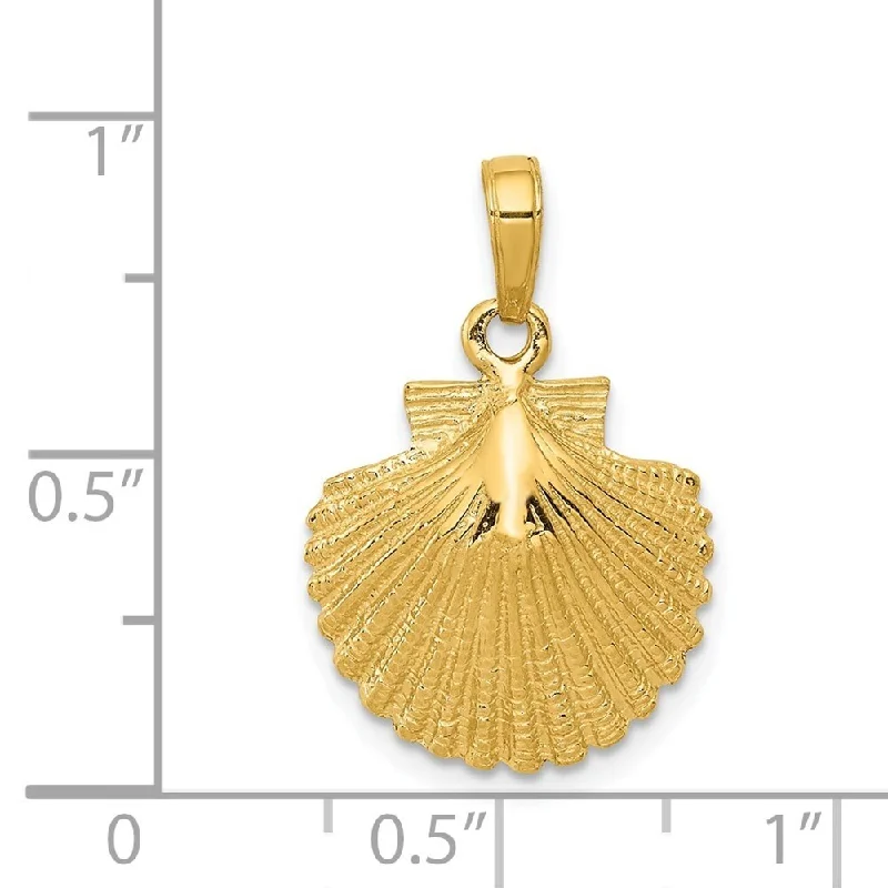 fashion statement necklace -Diamond2Deal 14K Yellow Gold Scallop Shell Pendant (L- 24 mm, W- 15 mm)