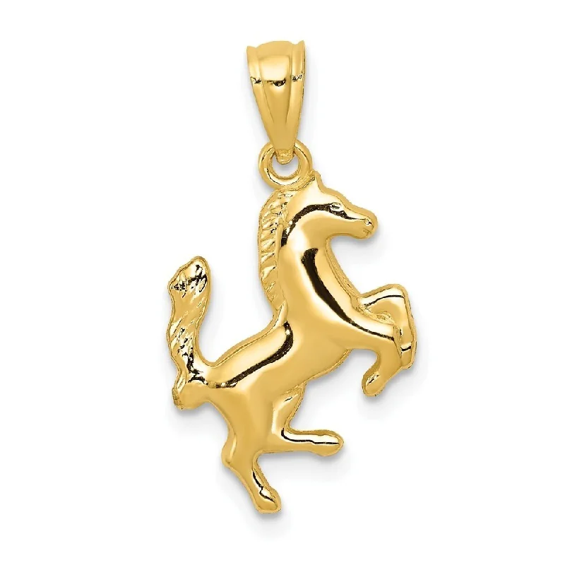 tribal style necklace for men -Diamond2Deal 14K Yellow Gold Trotting Horse Pendant (L- 20.5 mm, W- 13 mm)