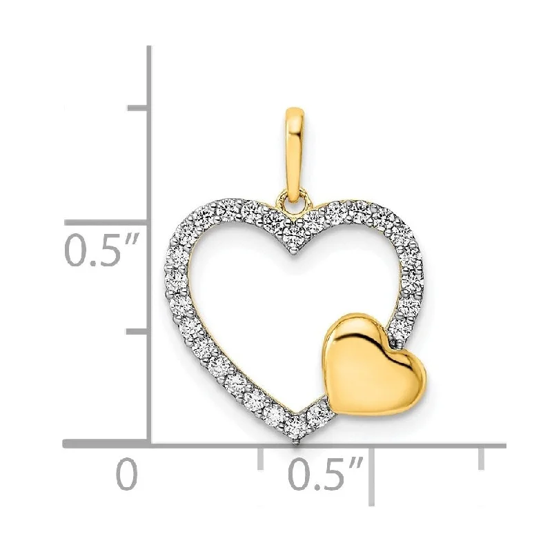 elegant gold necklace for special occasions -Diamond2Deal 14K Yellow Gold White Cubic Zirconia Heart Pendant (L-18.75mm, W-14.8mm)