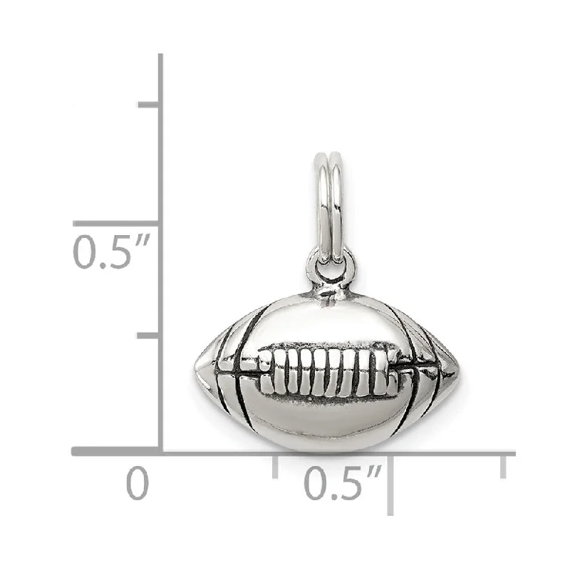 round pendant necklace for men -Diamond2Deal 925 Sterling Silver Antiqued Football Pendant (L- 15 mm, W- 15 mm)