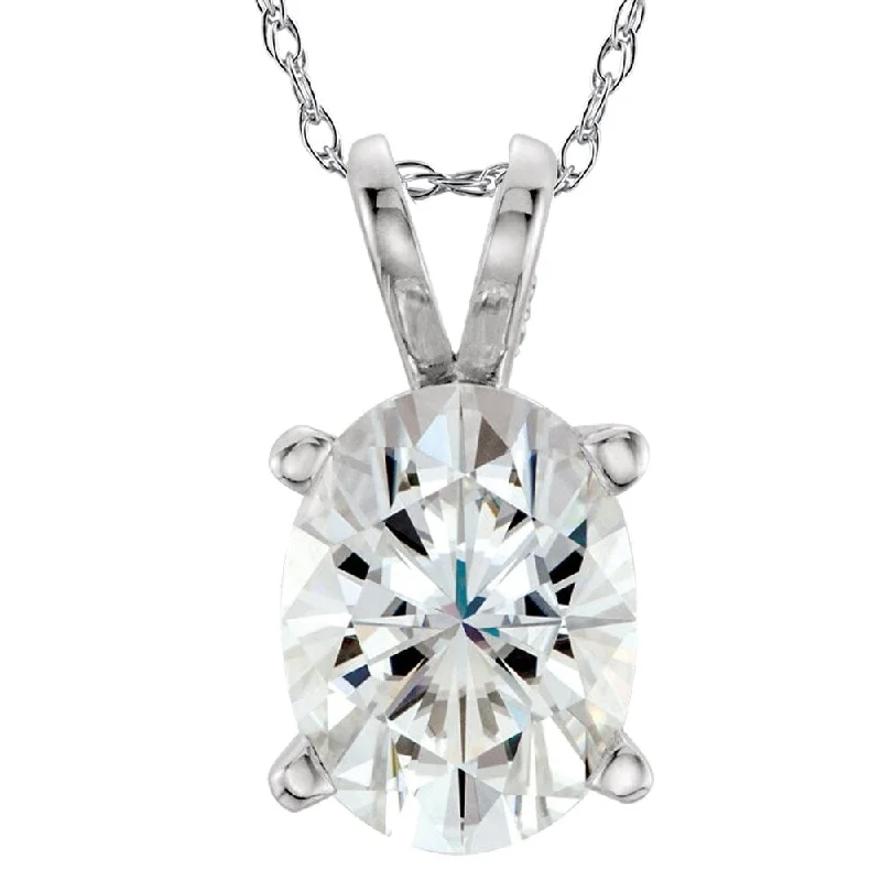 round pendant necklace for men -G/VS 1.00 Ct Oval Diamond Solitaire Pendant White Gold Lab Grown