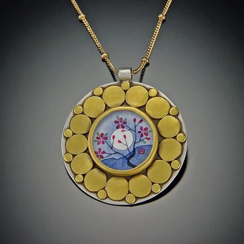 two-tone necklace for women -Gold Plum Blossom Mandala Necklace