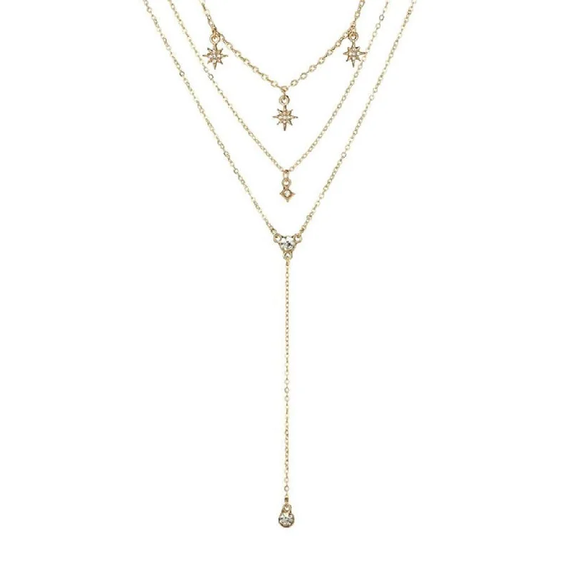 elegant gold necklace for special occasions -Gold Starburst Lariat Necklace