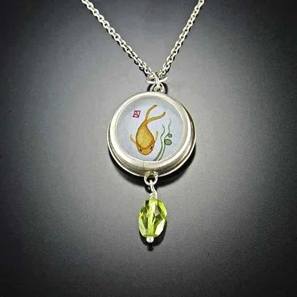 pearl and silver necklace for women -Koi Necklace with Peridot