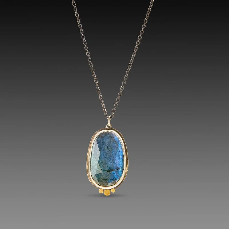 multi-layer necklace for women -Labradorite Necklace with 22k Dots