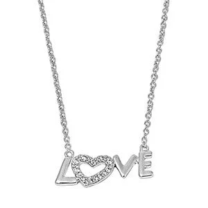 elegant diamond necklace for weddings -Love Sterling Silver and Cubic Zirconia Necklace