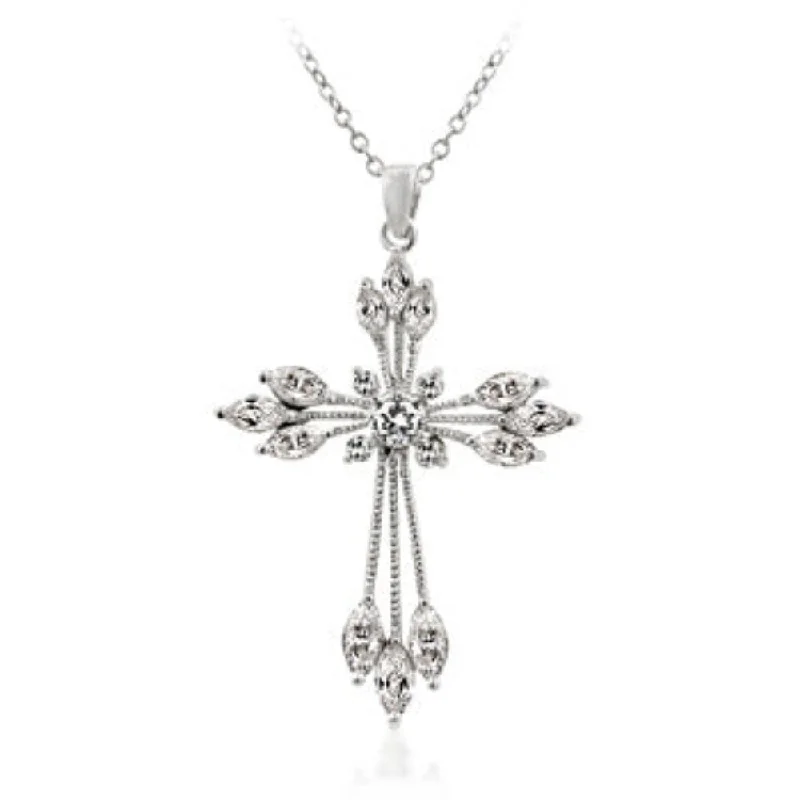 moonstone necklace for women -Luxury Cubic Zirconia Conviction Pendant with Rhodium Plating