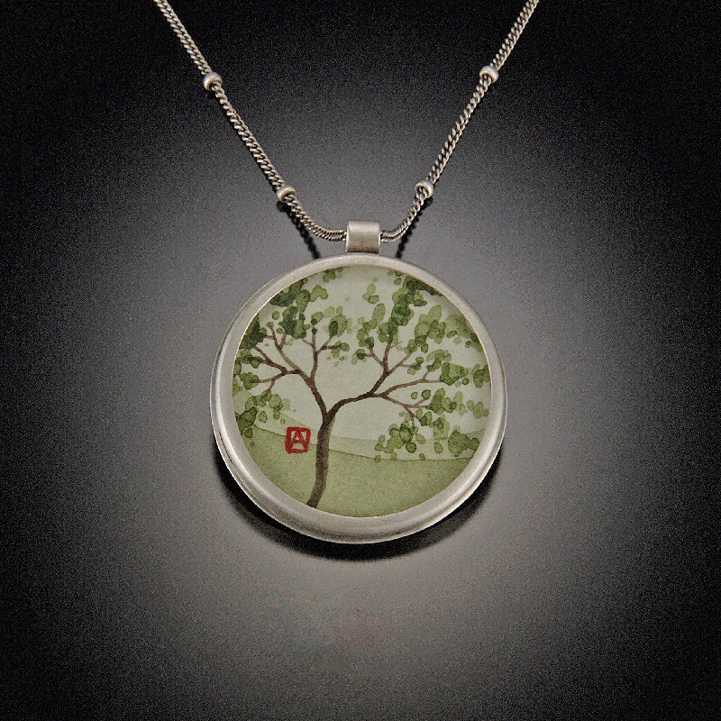 contemporary pendant necklace for women -Medium Round Spring Maple Necklace