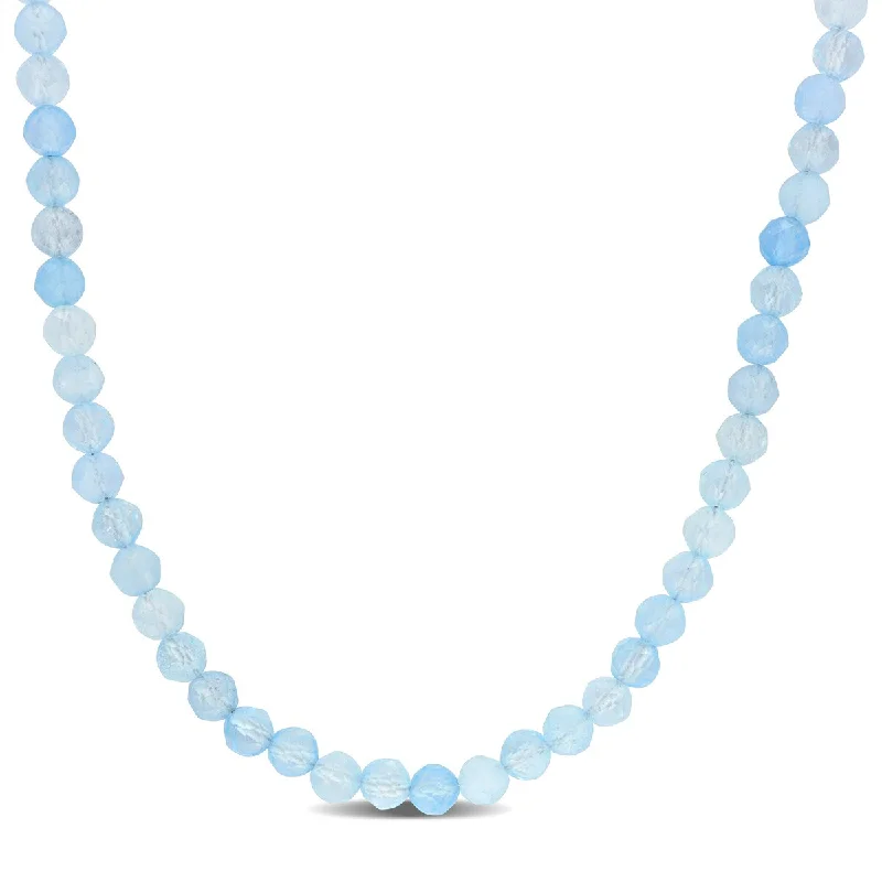 infinity symbol necklace for couples -Miadora 16 1/2ct TGW Aquamarine Facetted Bead Necklace Sterling Silver-17+2 ext