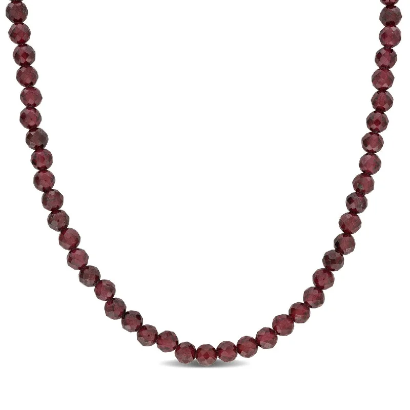 elegant diamond necklace for weddings -Miadora 16ct TGW Fancy-Cut Garnet Facetted Bead Necklace Yellow Silver-17+2 in.