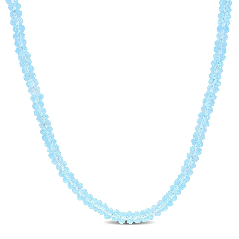 thick chain necklace for men -Miadora 19ct TGW Fancy-Cut Sky Blue Topaz Bead Necklace Sterling Silver-17+2 in.