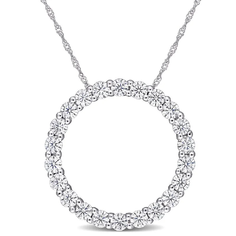 stylish choker necklace for women -Miadora 2 1/5ct DEW Moissanite Circle of Life Necklace in 14k White Gold - 25.9 mm x 17 in x 25.9 mm