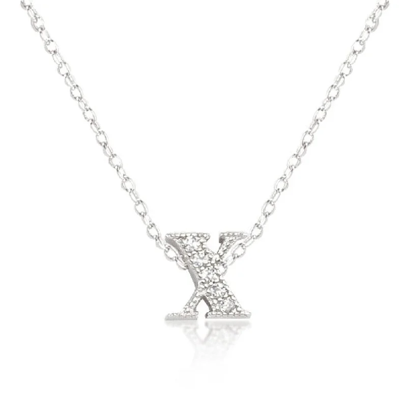 two-tone necklace for women -Micro-Pave Initials Cubic Zirconia Pendant