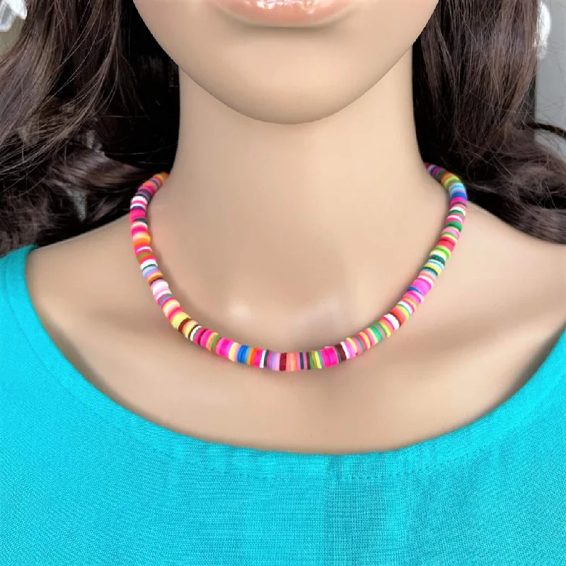 choker necklace for girls -Multi Colored Polymer Necklace