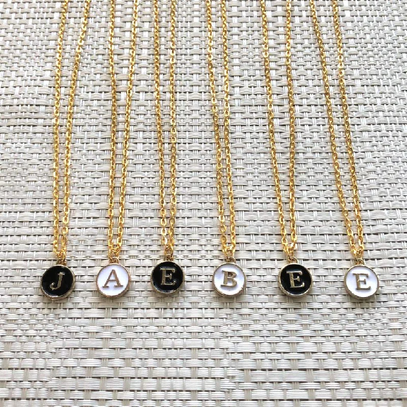 silver and gold necklace for layering -Personalized Initial Pendant Gold Necklace