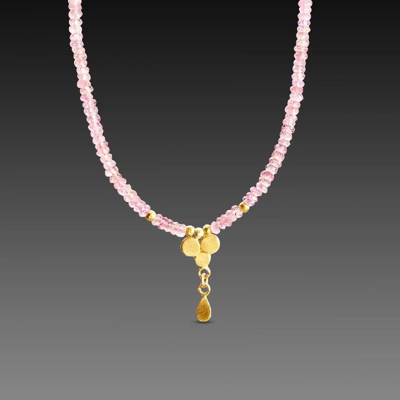 crystal necklace for weddings -Pink Sapphire Beaded Necklace