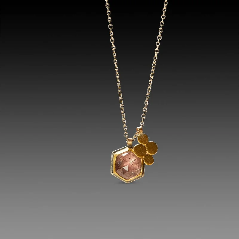 silver and gold necklace for layering -Pink Sapphire Necklace with 22k Gold Charm