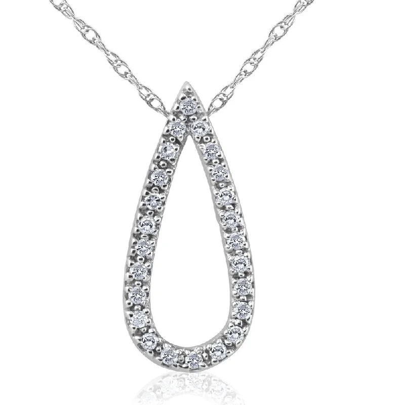 rose gold necklace for bridesmaids -Pompeii3 10k White Gold 1/5 Diamond Pear Shape Pendant & 18" Chain