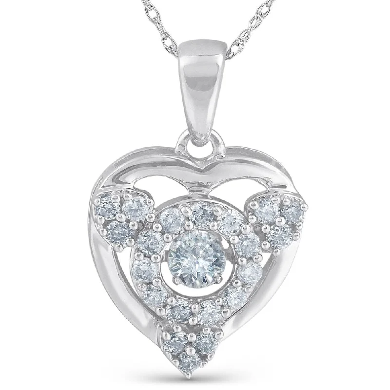 double chain necklace for men -Pompeii3 10k White Gold 5/8ct TDW Heart Shape Dancing Diamond Pendant Necklace