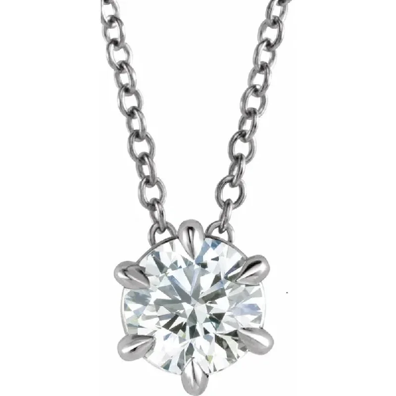 long necklace for layering -Pompeii3 14k White 1/4-1 ct Solitaire Diamond Floating Pendant & 18" Chain Necklace