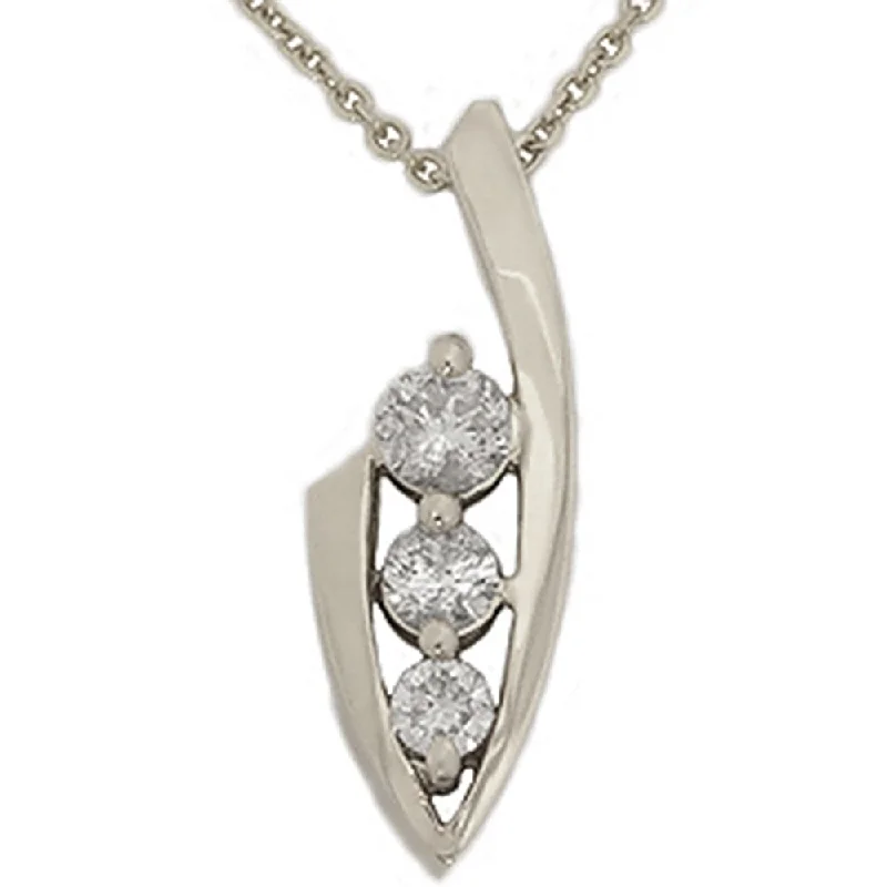 vintage-inspired necklace for women -Pompeii3 14k White Gold 1/2 ct TDW Three Stone Diamond Graduated Pendant Womens Necklace 18" Chain