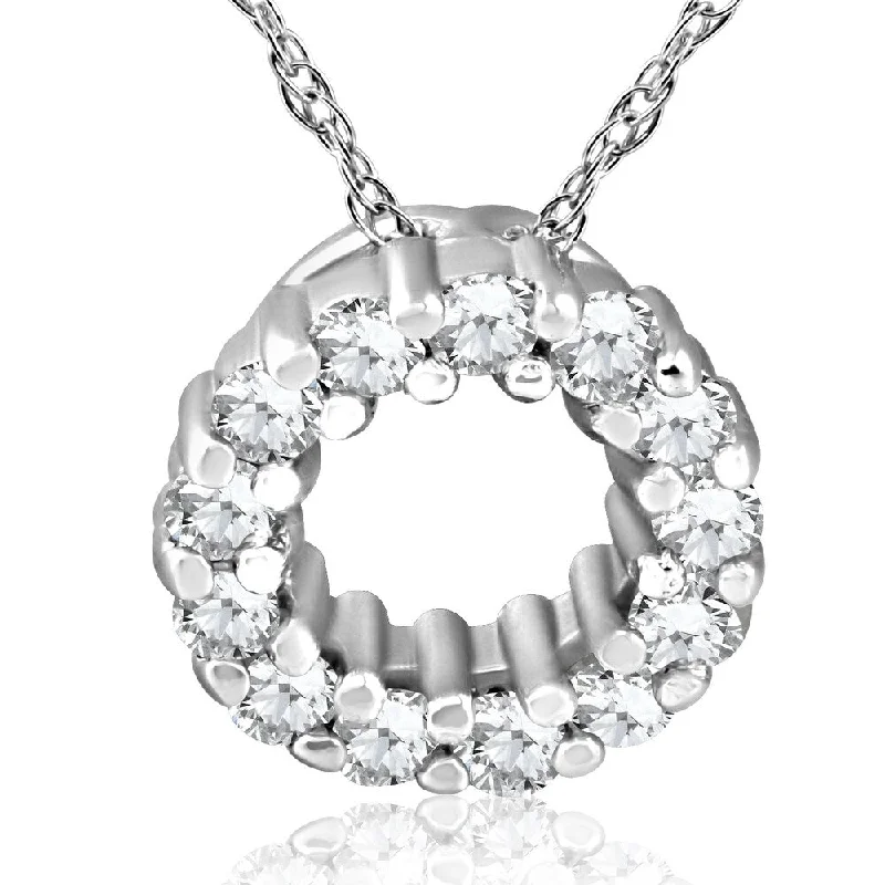 casual necklace for men -Pompeii3 14k White Gold 1/3 ct TDW Diamond Circle Pendant