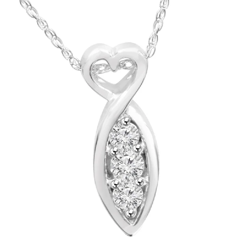 butterfly pendant necklace -Pompeii3 14k White Gold 1/4 ct TDW Three Stone Diamond Graduated Pendant Womens Necklace 18" Chain