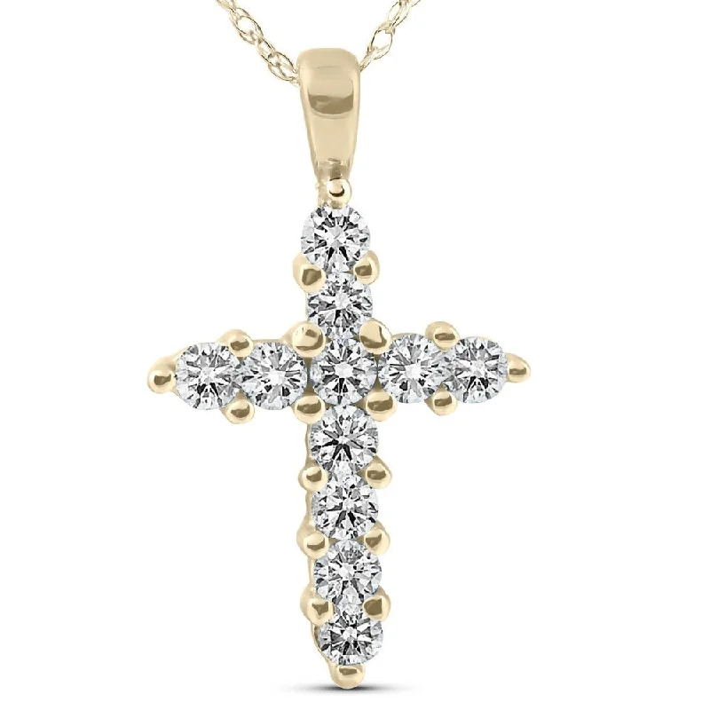 gold chain necklace for men -Pompeii3 14k Yellow Gold 1/2 Ct TDW Diamond Cross